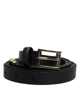 Dolce & Gabbana Black Calfskin Classic Metal Logo Buckle Belt